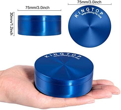KINGTOP Spice Grinder Large 3.0 Inch Blue