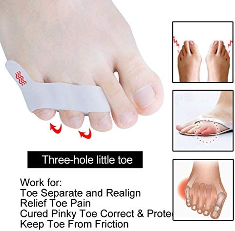 Dr.Pedi 20 Pcs Pinky Toe Straightener with 3 Loops for Overlapping Toes Triple Gel Toe Separators Curled Pinkie Toe Bunion Shield per Pack