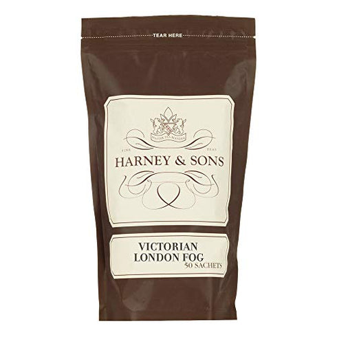 Harney & Son Victorian London Fog, Bag of 50 Sachets, Black Tea w/ Bergamot Oil and Vanilla