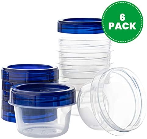 PLASTICPRO Twist Top Deli Containers Clear bottom With blue Top Twist on Lids Reusable, Stackable, Food Storage Freezer Container (6, 4 OUNCE)