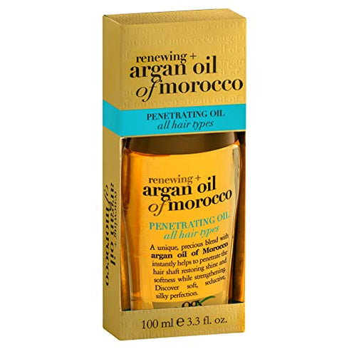 OGX Renewing + Argan Oil of Morocco Penetrating Hair Oil Treatment, Moisturizing & Strengthening Silky Hair Oil for All Hair Types, Paraben-Free, Sulfated-Surfactants Free, 3.3 fl oz
