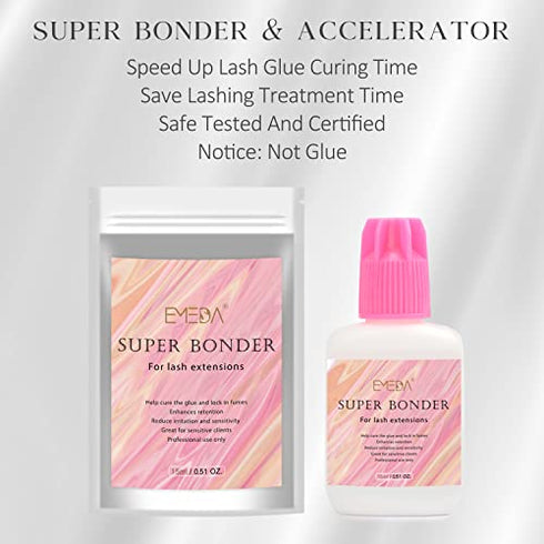 EMEDA Lash Bonder for Eyelash Extensions, Not Glue, Glue Accelerator for Eyelash Extensions, Sealer Adhesive, Speed up Glue Drying Time,Add Glue Elasticity,Lock in Glue Fume(15ml Super Bonder Sealant)