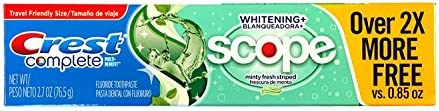 Crest Complete Multi-Benefit Whitening + Scope Minty Fresh Flavor Toothpaste 2.7 Oz, Pack of 3