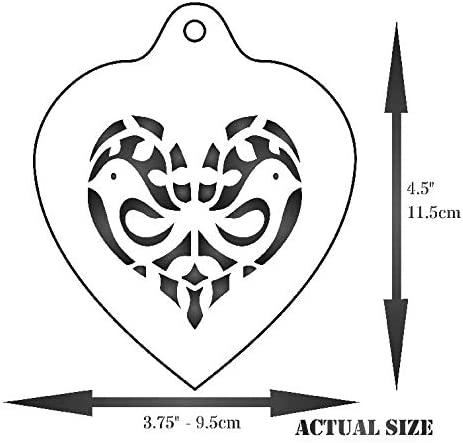 Heart Coffee Set Stencil, 9 Designs - Barista for Decorating Cappuccino Coffee Latte Cupcakes Cakes Cookies Scrapbooking Stencils for Painting Template