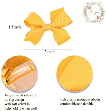 Ruyaa Toddler Hair Clips Fully Lined Baby Girls' Hair Accessories No Slip Infant Bow Newborn Barrettes Hair Pins 20 Colors Christmas Gifts
