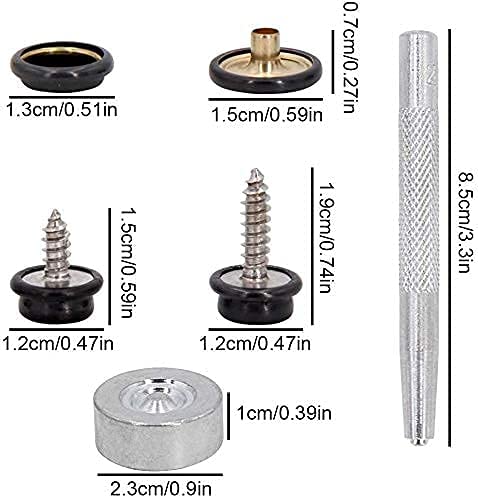 Snap Fasteners Kit, 120 Pcs Stainless Steel Marine Screws Snaps Button Setting Machine, Heavy Duty Replacement Snap Buttons, Snap Fastener Setter Tool Repair Kit for Leather, Boat Canvas Cover, Cloth