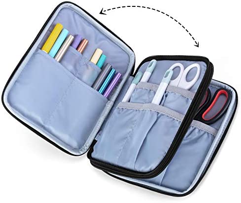 Luxja Carrying Bag Compatible with Cricut Pen Set and Basic Tool Set, Double-Layer Organizer Compatible with Cricut Accessories (Bag Only), Gray Dots