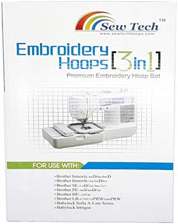 Sew Tech Embroidery Hoops for Brother SE600 PE550D PE535 SE400 PE525 PE540D PE500 SE625 SE425 Innovis Babylock Brother Embroidery Machine Hoop (3in1 Set)