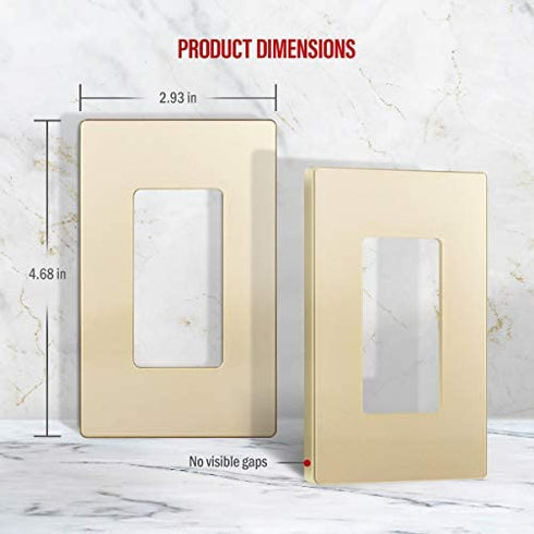 ENERLITES Elite Series Screwless Decorator Wall Plate Child Safe Outlet Cover, Gloss Finish, Size 1-Gang 4.68" H x 2.93" L, Unbreakable Polycarbonate Thermoplastic, SI8831-GD, Gold