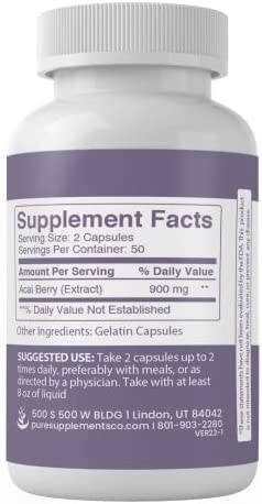 Pure Organic Ingredients Acai Berry (100 Capsules) Naturally Sourced, Energy, Antioxidants*