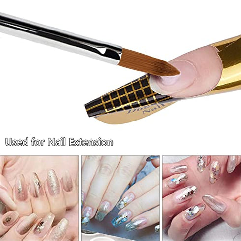 BQAN 3D Kolinsky Nail Art Brush 1Pc #6, Professional nail brushes for acrylic application, Natural Wooden Handle with Rhinestone Design
