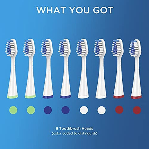 Replacement Toothbrush Heads for Waterpik Complete Care 5.0/9.0 (CC-01/WP-861), STRB-8WW, (8-Pack, White)