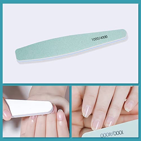 Diesisa 15pcs 1000/4000 Grit Nail Files for Natural Nails, Emery Boards for Natural Files, Double-Sided Nail Buffering Manicure Pedicure Nail Supplies Tools for Toenail Fingernail for Home & Salon