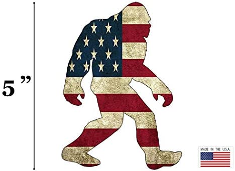 USA Flag Bigfoot Sasquatch Sticker Bumper Car Decal Gift Patriotic American United States