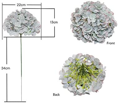DuHouse Large Hydrangea Heads Artificial Silk Flowers with Stem Fake Full Flower Heads for Wedding Centerpiece Home Party Decor Pack of 6(Morandi)