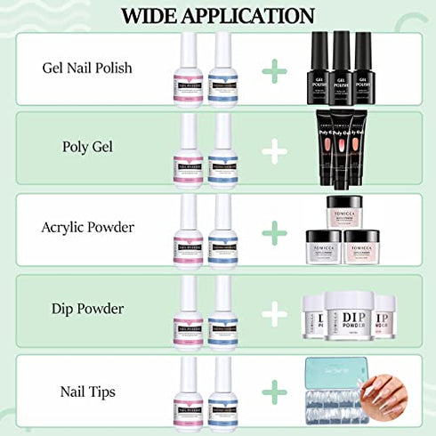 TOMICCA Nail Dehydrator and Primer, Professional Acid Free Natural Nail Prep Dehydrator, Fast Air Dry Superior Bonding Primer Set for Acrylic Powder and Gel Nail Polish 15Ml/0.52 oz