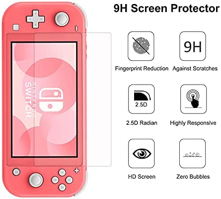 Tscope Cute Carrying Case for Nintendo Switch Lite, Pink Sakura Portable Hard Shell Girls Travel Storage Bag, with Glass Screen Protector & Thumb Grip Caps (Switch Lite Pink)