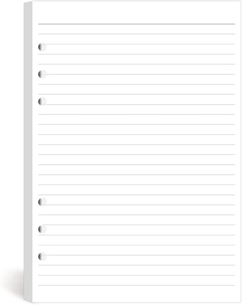 A5 Planner Filler Paper 5-3/4" x 8-1/4", College Ruled, 6-Hole Punched Loose Leaf Paper for 6-Ring Binders, 100 Sheets Per Pack