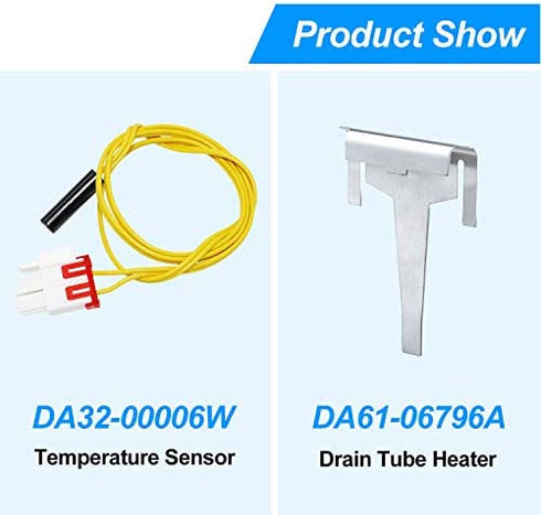 DA61-06796A Clip Drain Evaporator for Sam-sung Refrigerator Defrost Drain Clip AP5579885,with Defrost Temp Sensor DA32-0006W,Refrigerator Defrost Sensor DA32-00006S
