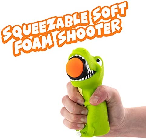 Hog Wild T-Rex Dinosaur Popper Toy - Pop Foam Balls Up to 20 Feet - 6 Balls Included - Age 4+