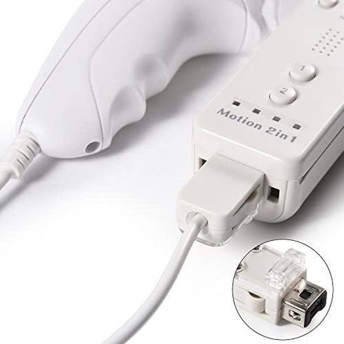 2 Pack Wii Nunchucks Controller, kiwitatá Nunchuk Replacement Video Game Pad Joystick for Wii Wii U Remote Console White