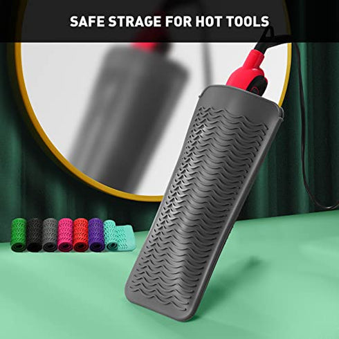 ZAXOP Resistant Silicone Mat Pouch for Flat Iron, Curling Iron,Hot Hair Tools (Grey)