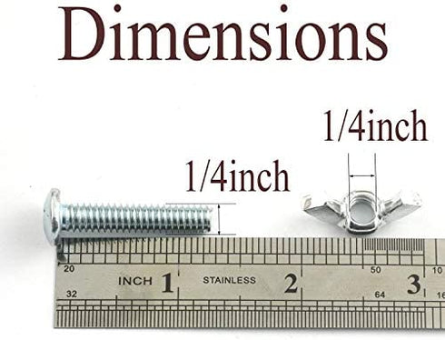 RuiLing 10 Sets Screw Bolts with Wing Nut Kit Zinc Plated Carbon Steel Mounting Hardware Fitting Fastenings- 10pcs 1/4"-20 Hand Tighten Wing Nuts + 10pcs 1/4"-20 x 1-1/4" Phillips Head Screw Bolt
