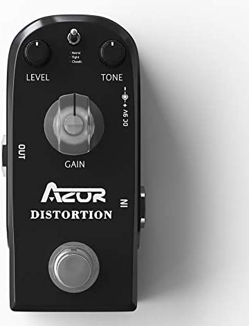 AZOR Distortion Guitar Pedal Effect 3 Modes Natural, Tight, Classic Mini Pedal for Electric Guitar True Bypass