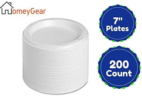 Disposable White 7 Inch Plastic Appetizer Plates For Everyday Use 200 Ct