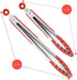 Set of 2 Kitchen Tongs 9-Inch & 12-Inch, Premium Stainless Steel BPA Free Silicone Non-Stick Grilling Barbeque Cooking Locking Food Tongs, Red