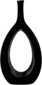 Samawi Black Ceramic Vase for Decor Ceramic Vase Circle Donut Oval Vase Tall Black Vase Hollow Vase Decorative vase for Table Kitchen Home Flowers Tall Black Vase Centerpieces Wedding Vase Modern