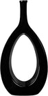 Samawi Black Ceramic Vase for Decor Ceramic Vase Circle Donut Oval Vase Tall Black Vase Hollow Vase Decorative vase for Table Kitchen Home Flowers Tall Black Vase Centerpieces Wedding Vase Modern