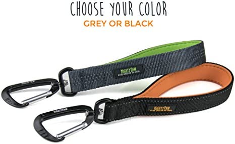 Mighty Paw Training Tab, 10” Short Dog Leash, Padded Handle, Strong Traffic Pet Lead with Carabiner Clip, Perfect for Large or Medium Dogs (Black)