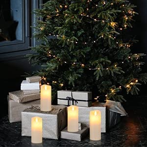 Aignis Flickering Flameless Candles with 10-Key Timer Remote, Exquisite Decor Battery Operated Candles Outdoor Heat Resistant with Realistic Moving Wick LED Flames (vory)