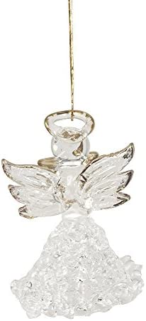 Kurt Adler Clear Glass Angel Ornament, 1.57-Inch, Set of 8
