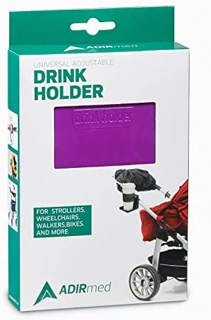 AdirMed Universal Drinking Cup Holder - for Any Kind of Strollers, Walkers, Bicycles, Wheelchairs, Rollator, Cane & Crutch (Green)