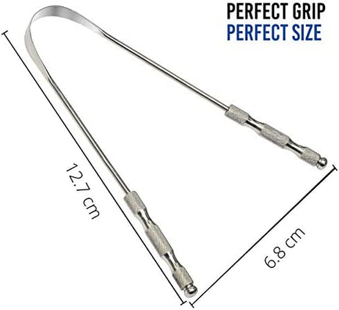 AVOOLI Metal Tongue Scraper with Case, Pack of 2 - Stainless Steel Tounge Scraper Cleaner for Bad Breath Remover, Tongue Cleaner for Adults, Metal Tounge Scrappers, Oral Hygiene Toungescrapper Kit