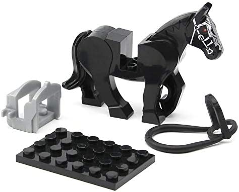 Feleph Black War Horses Set Animals Building Block Toys Ranch Farm Medieval Knight Accessories Compatible with Major Brands?5 PCS?