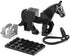 Feleph Black War Horses Set Animals Building Block Toys Ranch Farm Medieval Knight Accessories Compatible with Major Brands?5 PCS?