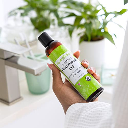 Sky Organics Organic Grapeseed Oil for Face, 100% Pure & Cold-Pressed USDA Certified Organic to Moisturize, Clarify & Brighten, 8 fl. Oz