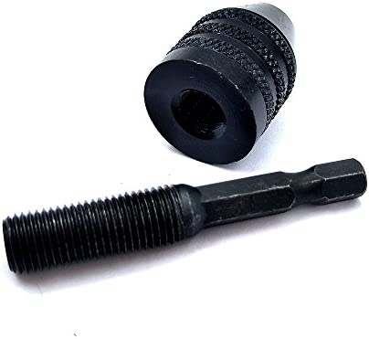 0.3-6.5mm Keyless Drill Chuck Conversion Tool,Adapter? 3-Jaw Drill Chuck Screwdriver Adapter with Quick-change 1/4" Hex Shank?1pcs black