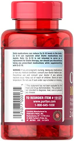 Puritans Pride CoQ10 100mg, Supports Heart Health, 240 Rapid Release Softgels