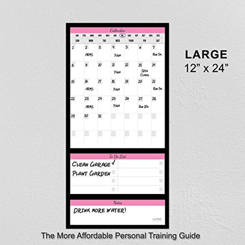 Dry Erase Workout Calendar Planner - Pink Workout Planner for Women with a Fitness Calendar, Exercises, Goals, Fitness Planner Notes Section and More. Workout Whiteboard