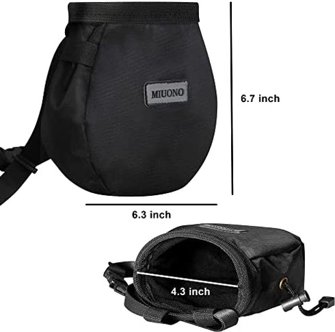 MIUONO Chalk Bag with 2 Chalk Balls, Belt, Carabiner Clip, Brush Loop and Zippered Pocket for Climbing, Bouldering, Gymnastics, Cross Fit and Lifting