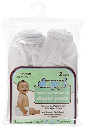 Dappi Waterproof 100% Nylon Diaper Pants, White, Medium (2 Count)