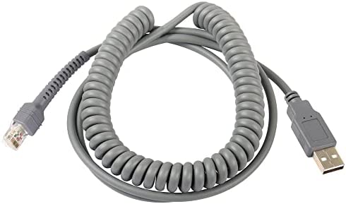 SinLoon Symbol Ls2208 USB Cable, USB A to RJ45 Coiled Spiral Extension Cable, Symbol Barcode Scanner Ls2208ap Ls1203 Ls4208 Ls4278 Ds6707 Ds6708 USB Cable,(10ft,3M)