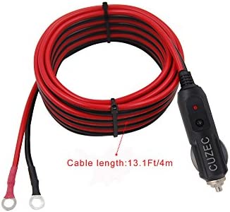 CUZEC Heavy-Duty 15A Male Plug Cigarette Lighter Adapter Power Supply Cord with 13.1ft / 4m 16 AWG Cable Wire for Car Inverter Air Pump Electric Cup and DIY