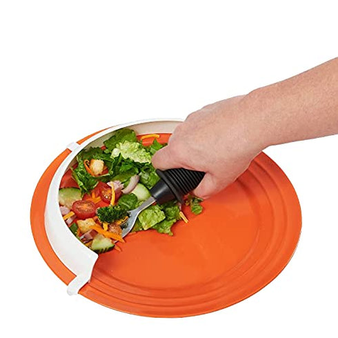 Sammons Preston Clip-On Food Guard for Plates, Reusable Spill Prevention Eating Aid Assistant for Scooping Food, Lightweight Assistive Plate Guard for Disabled, Elderly, and Handicapped