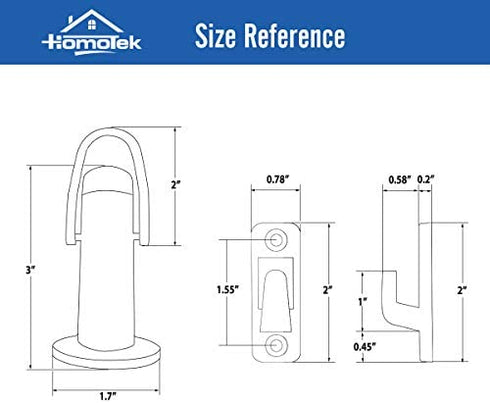 HOMOTEK Heavy Duty Latch Hook Stop,Door Holder Stopper with Sound Dampening Rubber Bumper Wall Mounted, Brushed Satin Nickel, 1 Pack