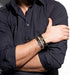 SAILIMUE 4 Pcs Cross Leather Bracelet for Men Religious Cross Tag Bangle Leather Wristband Adjustable Drawstring Bracelet Set